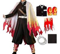 (Outfits, 2XL) Demon Slayer Rengoku Kyoujurou Cosplay Party Costume Outfits Halloween Party Anime Set Gifts-yky