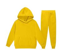 Outfits Sets for Girls Sweatshirt Top+Bottom Long Sleeve Pullover Sweat Pants and Sweatpants Running Walking Hiking Track Suit Sport Streetwear Age 5-14 Years Yellow