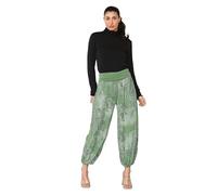 OutfitsbySMILE Women Trousers Summer Pants Ladies Italian Alibaba Baggy Harem Trouser Dance Yoga Hareem Legging Khaki Paisley XXXL UK Plus Size UK 24/26