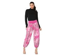 OutfitsbySMILE Women Trousers Summer Pants Ladies Italian Alibaba Baggy Harem Trouser Dance Yoga Hareem Legging Fuchsia Paisley XXXL UK Plus Size UK 24/26