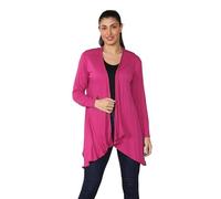 OutfitsbySMILE Womens Long Sleeve Waterfall Boyfriend Open Front Cardigan Ladies Plus Size Hanky Hem Jersey Top UK Fuchsia