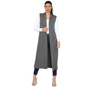OutfitsbySMILE Women's Sleeveless Maxi Cardigans Plus Size Ladies Summer Open Front Collared Top Charcoal