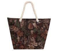 Outfitter Tuff Camo Large Tote Bag for Women, Waterproof Durable Beach Bag with Hemp Rope Handle, Multifunctional Hemp Rope Shopping Bag for Beach Park Travel Work Daily Use
