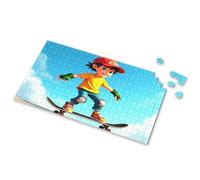 Outfoxed Game For Kids A Boy In A Yellow Shirt Skateboarding Under A Blue Sky. Picture Puzzle Toys For Ages 2-4 Easter Toys For Kids Ages 4-8(1000PCS)