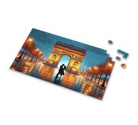 Outfoxed Game For Kids A Couple Kissing Under The Arc De Triomphe At Night Picture Puzzle Easter Gifts For Toddlers Outfoxed Game For Kids(500PCS)