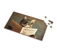 Outfoxed Game For Kids Curious Cat In Glasses Reading Newspaper Picture Puzzle Puzzle 500 Pieces Toddler Toys(300PCS)