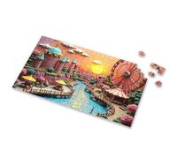 Outfoxed Game For Kids Enchanted Fantasy Land With Castle, Ferris Wheel, And River At Su Picture Puzzle Puzzle 500 Pieces Toys For Ages 8-13(500PCS)