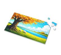 Outfoxed Game For Kids Sheep Grazing Under A Golden Tree By The River Picture Puzzle Easter Gifts For Toddlers Outfoxed Game For Kids(500PCS)
