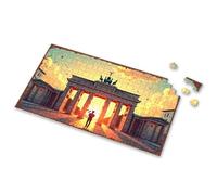 Outfoxed Game For Kids Silhouette At The Brandenburg Gate, Sunset Glow Picture Puzzle Puzzle 500 Pieces Toys For Ages 8-13(1000PCS)