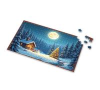 Outfoxed Game For Kids Snowy Cabin Under A Full Moon With Christmas Tree Picture Puzzle 3 Year Old Girl Gifts Puzzles For Toddlers 2-4(500PCS)