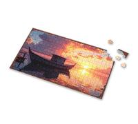 Outfoxed Game For Kids Sunset Serenity: A Wooden Boat'S Reflection On Calm Waters Picture Puzzle Easter Gifts For Teens Puzzle 1000 Pieces(300PCS)