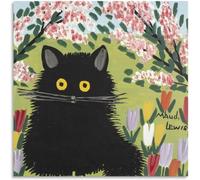 OUTFYT Cat and Flower By Maud Lewis Poster Abstract Wall Art Maud Lewis Prints Maud Lewis Canvas Painting for Home Picture Decor 50x50cmx1 No Frame