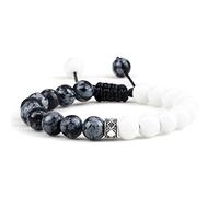OutFyt Crystal Bracelets, Natural Alabaster Stone White Porcelain Series Handmade Braided Bracelet Adjustable Yoga Chakra Bracelet Lucky Charm Jewelry Bracelet For Women Men