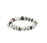 OutFyt Crystal Bracelets, Natural Green Phantom Quartz Stone Bangle Healing Crystal Bracelet Yoga Chakra Gemstone Bangle Wristband Stretch Bangles Jewelry Gift For Women Men,Beads 10Mm