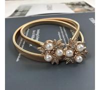 OUTFYT Elastic Gold Chain Belt Female Waist Rhinestone Belts For Women Easy Stretch Strass Waistband Pearl Metal Corset