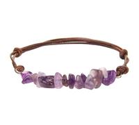 OutFyt Irregular Natural Purple Quartz Stone Bracelet,7 Chakra Crystals Gemstones Bracelet Adjustable Lucky Wristband Bangles Summer For Women Men Jewelry Gift