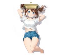 Outgoing Fresh Anime Summer Girl Reading clipboard Waterproof for Softball Coaches clipboard Teacher Size 9 x 12 Gold