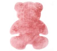 OUTGYM Cute Teddy Bear Shaped Rug Super Soft Long Pile Fluffy Bear Shaped Rug Shaggy Foot Mat for Kids Bedroom Living Room Solid Color Washable Easy Dry Anti Slip