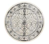 OUTGYM Round Vintage Area Rug Round Traditional Floral Rug Short Pile Bedroom Rug with Geometric Pattern Anti-slip Light Blue Washable 120 X 120
