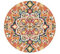OUTGYM Vintage Round Rug Floral Round Rug Round Soft Carpet with Orient Design in Bohemian Traditional Style Indoor Carpet Machine Washable Anti-slip 120 X 120