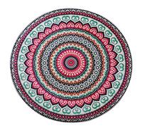 OUTGYM Vintage Round Rug Traditional Round Carpet with Floral Pattern in Bohemian Mandala Style Morocco Design Living Room Rug Soft Short Pile Mat Non Slip No Pile