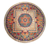 OUTGYM Vintage Round Rug Traditional Round Carpet with Floral Pattern in Bohemian Mandala Style Morocco Design Living Room Rug Soft Short Pile Mat Non Slip Red 120 x 120