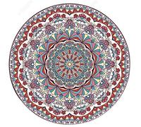 OUTGYM Vintage Round Rug Traditional Round Carpet with Floral Pattern in Bohemian Style Morocco Design Living Room Rug Soft Short Pile Mat Non Slip Red 120 x 120