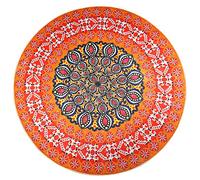 OUTGYM Vintage Round Rug Traditional Round Carpet with Floral Pattern in Bohemian Style Morocco Design Living Room Rug Soft Short Pile Mat Non Slip Red 120 x 120