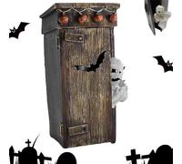 Outhouse Mummy Animated Decor, 2024 New Animated Talking Farting Mummy Outhouse, Spooky and Cute Mummy Halloween Ornaments for Festival Decoration (The mummy don't move)
