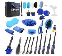 Outigu Car Cleaning Kit, 30 Piece Car Detaling Kit, Drill Brush, Auto Detail Brush Set, Car Cleaning Products for Dirty Rim Washing, Interior, Exterior, Leather, Dashboard, Vents