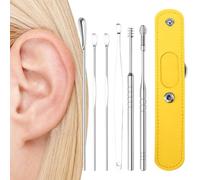 Outil de nettoyage des oreilles - Outil professionnel pour enlever le cérumen avec sac de rangement en PU - Nettoyant pour cérumen, pour la famille, les amis, les adultes et les