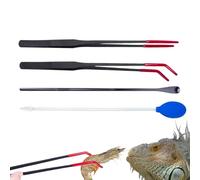 Outil Nourrissage Terrarium - Dart À Pour Reptiles | Lot De 4 Pinces Longues En Acier Inoxydable Avec Embout En Caoutchouc, Outil D'Alimentation Pour Serpents, Lézards, Dragons Barbus, Tortu