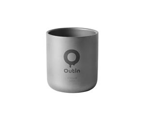 OutIn Ultralight Titanium Coffee Cup, Double-Wall Insulated Camping Mug, Pure Titanium Flavor-Safe & Durable, Compatible Nano Espresso Machine for Backpacking Hiking Camping（220ml）