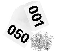 Outink Running Bibs Race Competitor Numbers Waterproof Runners Race Numbers with Safety Pins for Marathon Races Events 5.9" x 7.8" (Number 001-050)