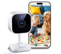 Outinput 2K 3MP Indoor Security Camera, Dog Camera, Home Cameras, WiFi Baby Monitor with Night Vision, Motion/Sound Detection, 2-Way Talk, APP Control, Cloud & SD, 24/7 Recording Pet Cam