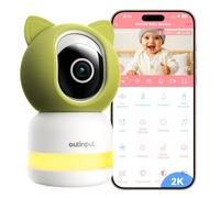 Outinput 2K 4MP Baby Monitor with Camera and Night Vision, 355° PTZ WiFi Video Baby Monitor Home Security Indoor Camera, AI Detection Tracking, Feed Alerts, 2-Way Talk, 6 Lullabies, APP Control