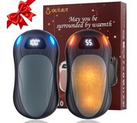 OUTJUT Hand Warmers Rechargeable 2 Pack, 6000mAH Electric Hand Warmer,Portable Pocket Warmer with 3-speed Heating, Gifts for Christmas, Outdoor, Skiing,Travel Essentials, Black Grey