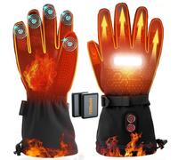 OUTJUT Heated Gloves with Light, 7500mAh Rechargeable Heated Gloves for Men Women, 3 Heating Modes, Portable Touchscreen Thermal Glove Hand Warmers for Outdoor Work, Motorcycling, Camping Hiking, XL