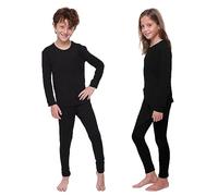 Outland Children's Thermal Set Lightweight Ultra Soft Fleece Interior, Vest and Long Johns (Black, 8-10)