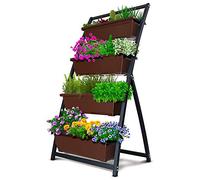 Outland Living 4-Ft Raised Garden Bed - Vertical Garden Freestanding Elevated Planters 4 Container Boxes - Good for Patio Balcony Indoor Outdoor - Cascading Water Drainage (1-Pack/Fernie)