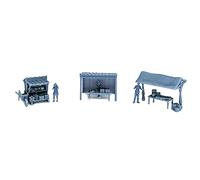 Outland Models Railroad Scenery Structure Fresh Food Market and Figures Set 1:64 S Gauge