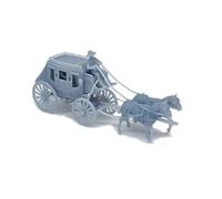 Outland Models Train Layout Old West Horse Carriage 2-Horse Stagecoach 1:87 HO Gauge