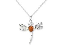 OUTLANDER INSPIRED DRAGONFLY SILVER PENDANT WITH AMBER 9651