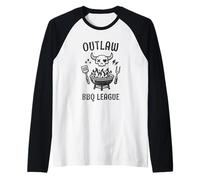Outlaw BBQ League Grilling Pitmaster Raglan Baseball Tee