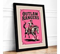 Outlaw Rangers Vintage Framed Wall Art Print A2 (59.4×42cm) Black, Wall Decor for Living Room, Bedroom, Office & Home, Ready to Hang, Art Gift