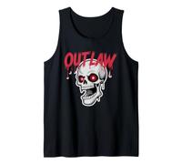 Outlaw Skull Red Star Eyes Gothic Retro Skull Tank Top