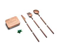Outlery | Portable Camping Cutlery | Reusable Stainless Steel Gold)