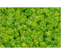 Outlet 10 Grams Bell Flower Beads, 4 x 6 mm, Yellow Green Lined (R0812-54329), Glass, Czech Republic