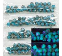 Outlet 10 Grams Faceted Fire Polished Lanthern Cathedral Beads, 6 x 6 mm, Opal Aqua Silver (61010-silver), Glass, Czech Republic (6 x 6 mm)