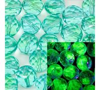 Outlet 10 Grams Faceted Round Fire Polished Beads, 12 x 12 mm, Blue Green Uranium (57601), Glass, Czech Republic (12 x 12 mm)